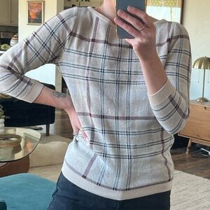 Plaid Sweater with 3/4 Sleeves